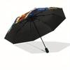 Stained Celestial Window Panel: Moonlit Night DesignUmbrella, Portable 3-Fold Compact Umbrella for Men & Women Gift