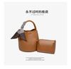 Women's Niche Lychee Pattern Soft Leather Bucket Bag Girls Fashion All-match Portable Vegetable Basket One-shoulder Messenger Bag