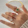 INS Wind 18K Gold-plated Double-layer Coarse Zircon Ring Stainless Steel Hemming Oval Colored Zircon Ring Jewelry Women