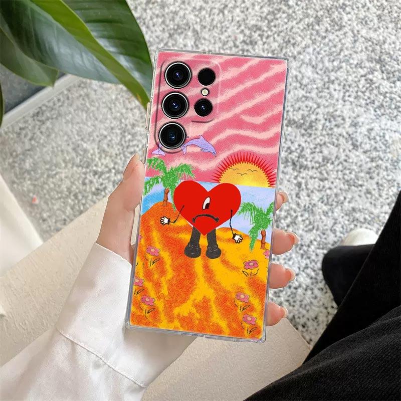 Bad Bunny Heart Rabbit X 100pre Phone Case For Samsung S24 S23 Ultra S22 S20 Plus S21 FE Clear Cases Cover Galaxy S24Ultra Funda