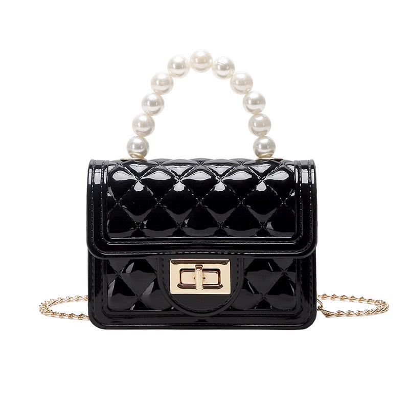 Women's Crossbody Argyle Jelly Bag with Pearl Coin Purse