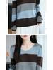 Women's Autumn V-Neck Color Block Striped Sweater - Soft, Loose, and Versatile