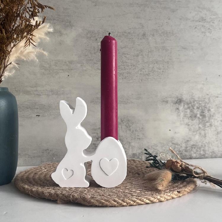 3PCS Silicone Candle Base Molds Resin Epoxy Molds Rabbit Shape Candle Holder Molds Silicone Texture Candlestick Moulds