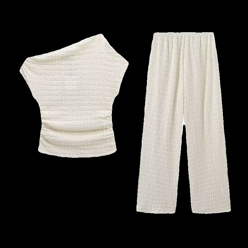 

Fashion Style 2024 Spring New Women s Clothing Easiest for Match Texture Asymmetry Tops High Waist Pants 5039346 Suit S