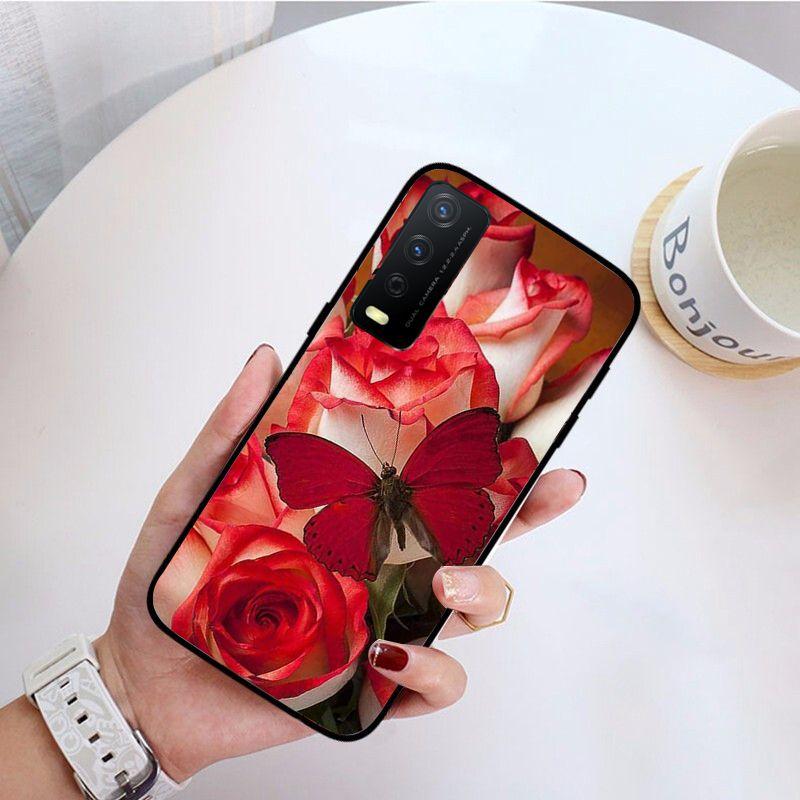 Red Butterfly Roses Flower Phone Cover For Vivo Y31 Y30 Y33S Y11S Y12S Y17 Y20 Y20S Y21S Y1S Y53S Y15 Y19 Y91C V23 Cases Coque