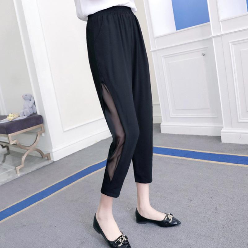 2025 Slimming Korean-Style Sun Protection Lantern Harem Pants with Side Slit - Plus Size Cropped Casual Women’s Pants for Spring/Summer.