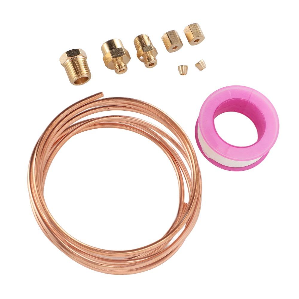9Pcs Durable Metal Material Oil Pressure Gauge Tubing Instrument Pipeline Installation