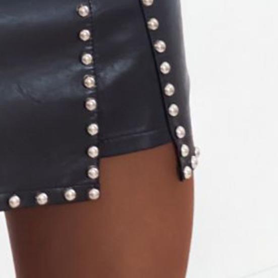 Spódnica damska Jednolity kolor Dekoracja nitów Wysoka talia Szybkoschnąca krótka spódniczka na imprezy