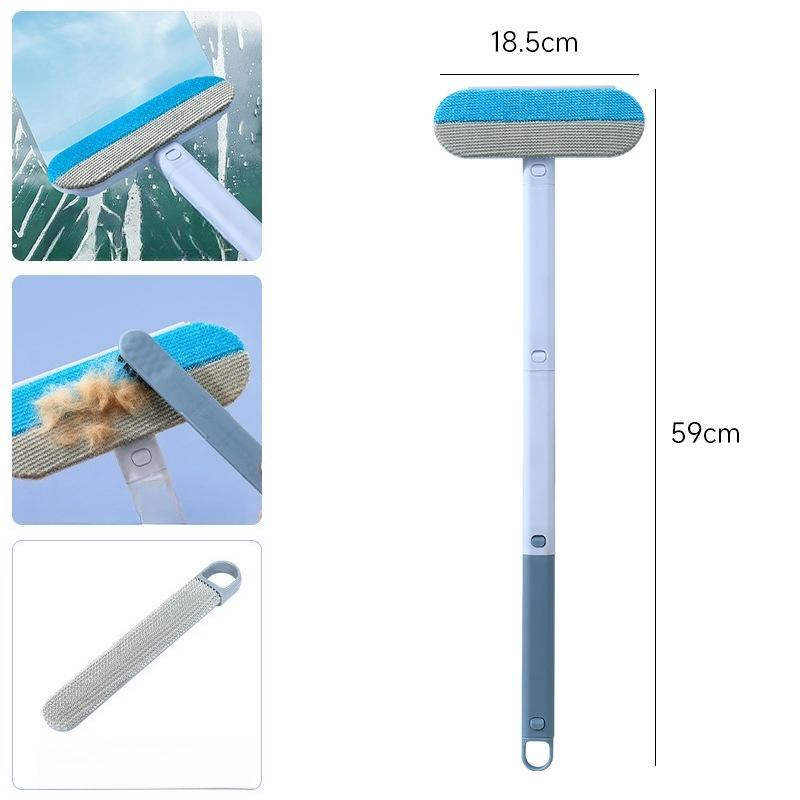 3 In 1 Long Handle Pet Hair Remover Brush Adjustable Window Screen Cleaning Tool for Sofa Carpet and Household Fur Removal