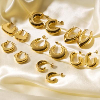 Goldfarbene Edelstahl-Creolen für Damen Ohrhänger Ohrstecker
