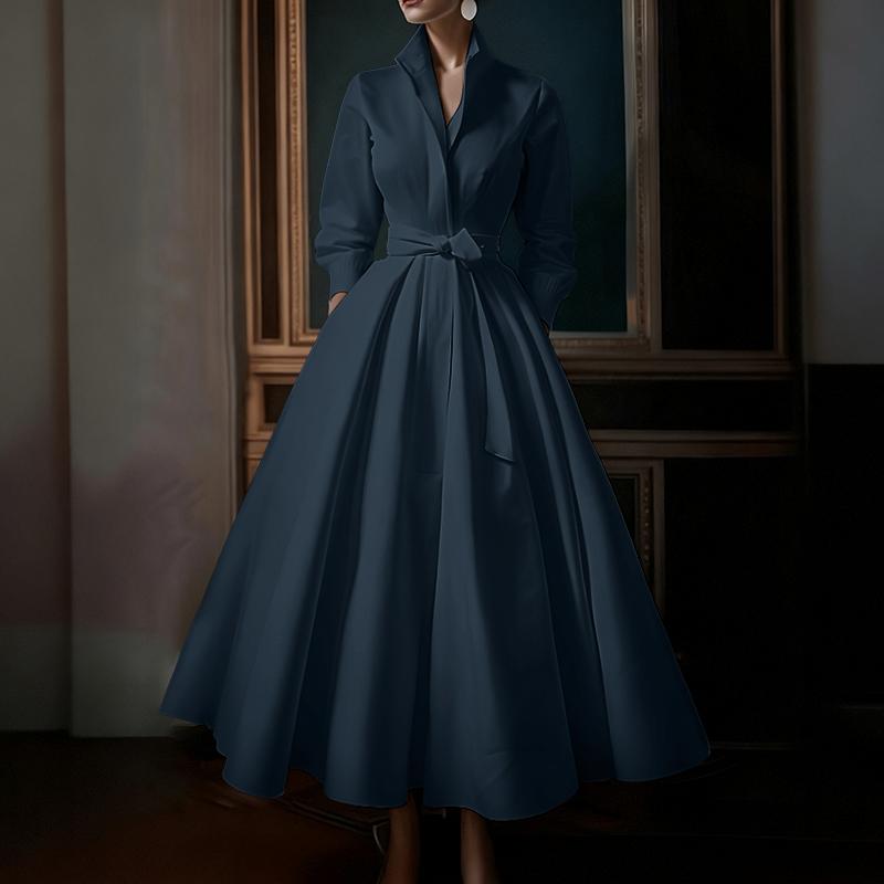 ZANZEA Women Casual Turn Down Collar Long Sleeve Long Dress