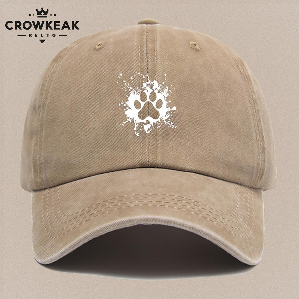 pc Creative Ink Splash Paw Print Pattern Baseball Cap Trendy Individual Duckbill Hat Fashionable Street Style Design Unisex