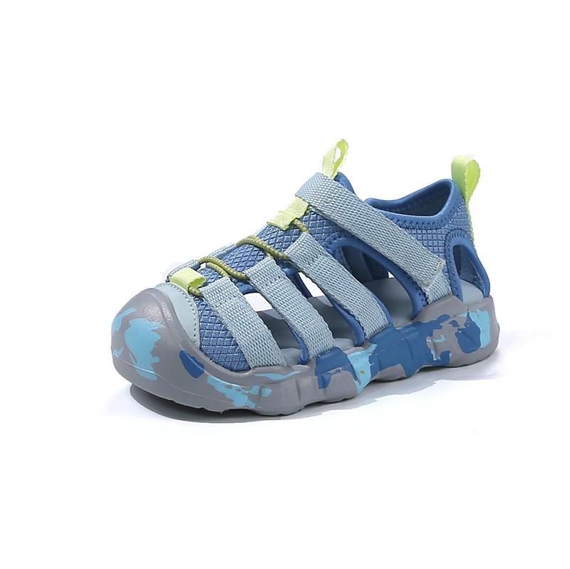 Children s sports sandals summer new girls Velcro toe cap sandals lightweight anti slip boys beach shoes 30 синий