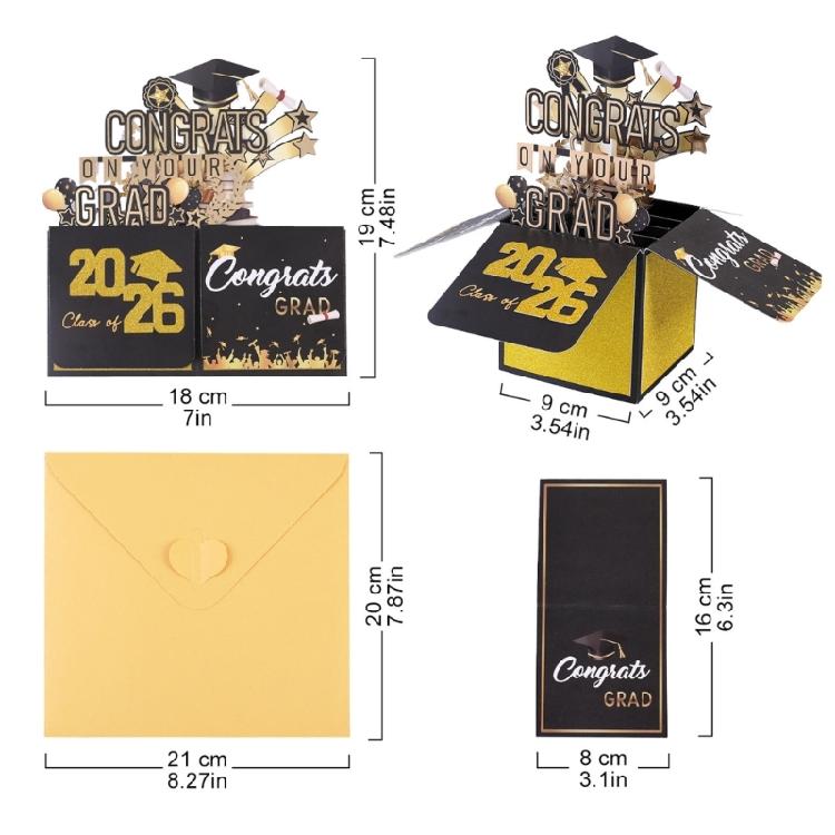 3D Paper Sculpture Graduation Cards Handmade Commemorative Greeting Card with Envelope for 2026 Graduate