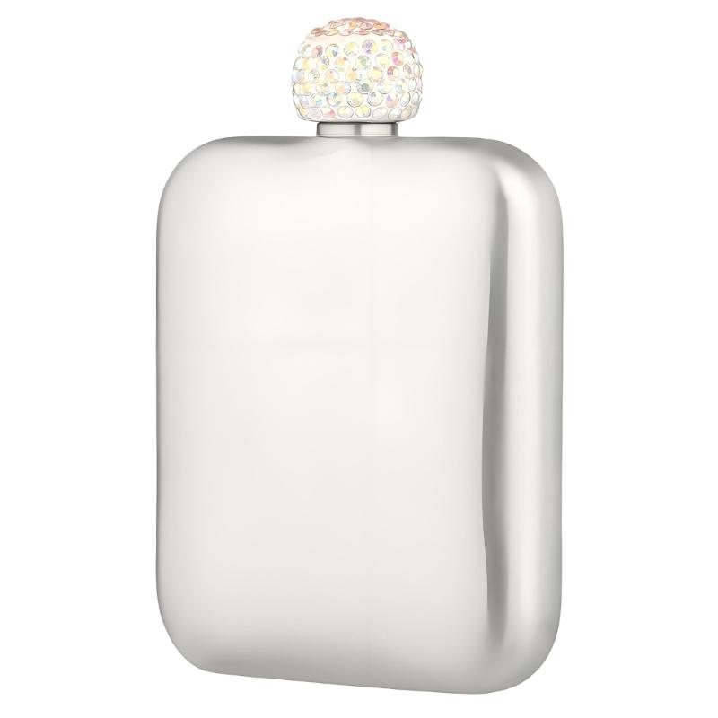 Classical Stainless Steel Square Drinking Flask With Leak Proof Rhinestones Lid Small Liquor Bottle Hip Flask For Parties And Outdoor Activity