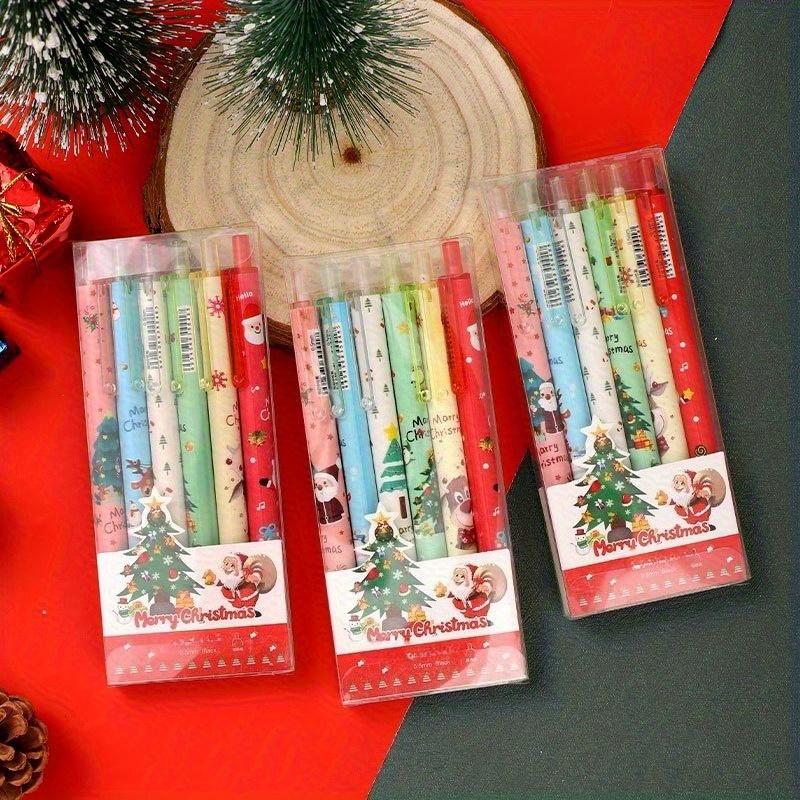 6 Pcs Christmas Water Pen 0.5 Mm Black Retractable Multicolor Neutral Pen for Kid Suitable Office School Use Back To School