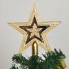 Christmas Tree Topper Star Shiny Glitter Ornament for Xmas Tree Decorations Hanging Pendant Home Holiday Party Supplies