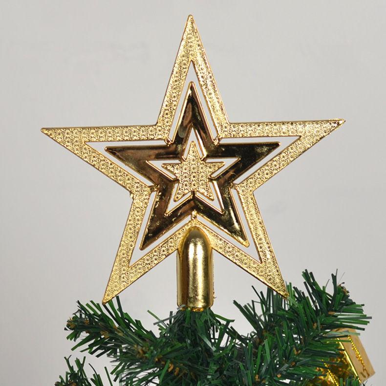 Christmas Tree Topper Star Shiny Glitter Ornament for Xmas Tree Decorations Hanging Pendant Home Holiday Party Supplies