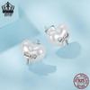 Aifle Simple Versatile S925 Sterling Silver Heart Bow Earrings for Women, Platinum-Plated, Heart-Shaped, Perfect for Commuting