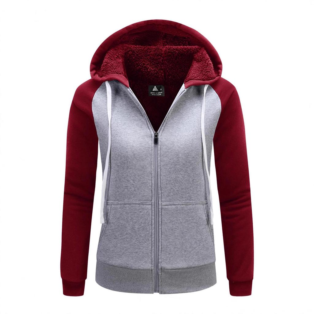 2025 Women's Thickened Zipper Hoodie with Logo Print - European & American Autumn/Winter Casual