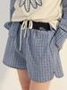 [mardimercredi] COTTON SHORTS CHECK CONTRAST WAISTBAND_NAVY