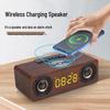 K1 Wooden Bluetooth Speaker & Wireless Charging Clock with Card Slot & U Disk Compatibility