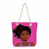 Multifunctional Fashion Black Girl Printed Thick Rope Shoulder Beach Bag Casual Large Capacity Handbag 0123 CLE