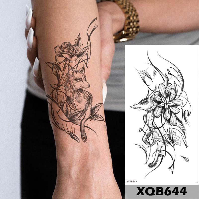 1 stk 210*114MM Havfrue Midlertidig Tatovering For Kvinner Menn Realistisk Rev Løve Blomst Tatoveringer Klistremerke Rygg Arm Engangs Død Hodeskalle Falsk Tatovering