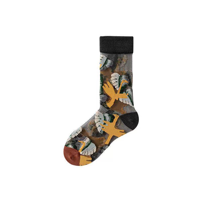 Spring/Summer Women's Floral Mori Girl Thin Mid-Calf Socks - European & American Style