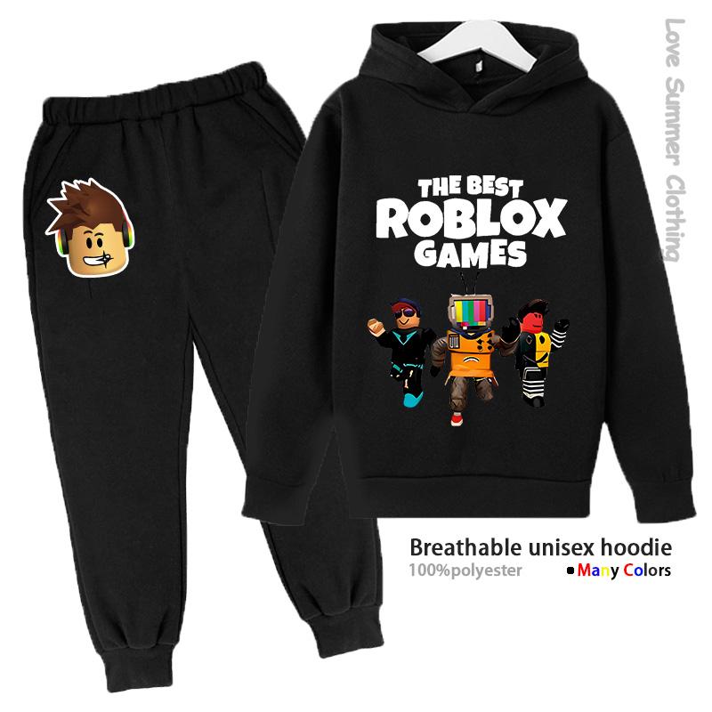 Roblox Chlapecká Mikina Tepláková Souprava Věk 4-14 HD Potisk Podzimní Novinky Pohlaví Tenká Fleecová Mikina Set Ležérní Unisex Tepláková Souprava Polyester