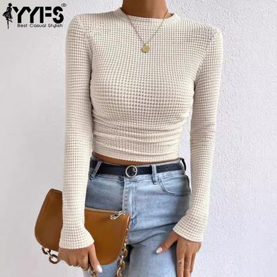 Women's Fashion Casual Spring Autumn Solid Color Print Long Sleeve O-Neck Blouses & Shirts