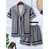 2024 New Men's Beach Wear 2-Piece Quick Drying Hawaiian Shirt and Shorts Set Summer Men's Fashion Striped Print Casual Wear