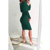 YYFS Vestidos casuales de cintura alta con escote en V y manga larga con estampado de colores sólidos para primavera y otoño para mujer