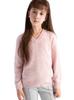 Girls' V-neck Wool Base Layer Sweater - Soft, Warm, Skin-friendly, Solid Color One-Piece Top