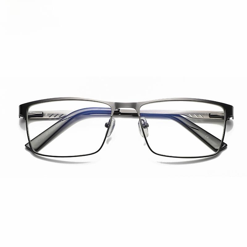 Men Square Metal Large Frame Spring Leg Myopia Glasses Classic Blue Light Blocking Elderly Protection Eyeglasses