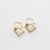 European American Fashion Geometric Square Rhinestone Cat's Eye Stud Earrings for Women