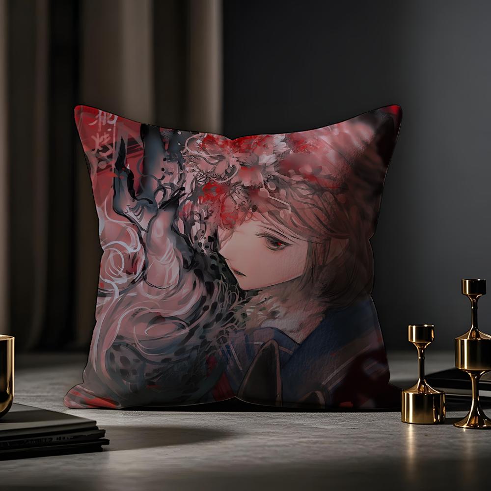 F Silent Hill F Cushion Cover Anti-dustmite Pillowcase Invisible Zipper Silky Short Plush Sofa Cushion Cover
