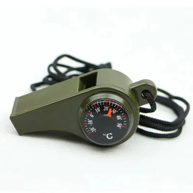 3-in-1 Survival Whistle for Compass, Thermometer, Referee, Sports Articles, Camping, Hiking, Outdoor Tools, 1/3 Units