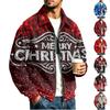 Men's Christmas Print Zip-Up Jacket with Collar, Loose Fit Casual Outerwear for Holiday Parties