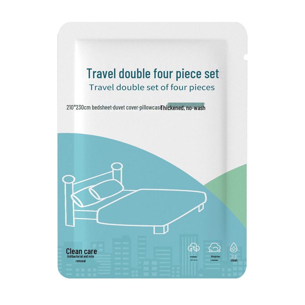 Set di biancheria da letto usa e getta portatile da viaggio: Lenzuolo Matrimoniale Spesso, Anti-Sporco e Copripiumino Colorato.