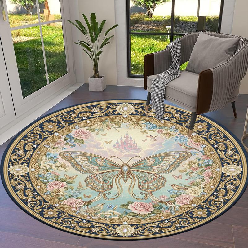 Butterfly Gorgeous Round Area Rug,Carpet Rug for Living Room Bedroom Sofa Playroom Decor,Non-slip Floor Mat85