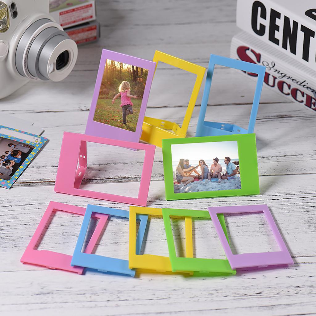 3 Mini Plastic Table Photo Frame for Fujifilm Instax Mini 8 7s 90 25 50s 9 SP 1 SP 2 Film, 10 Pack, 5 Colors