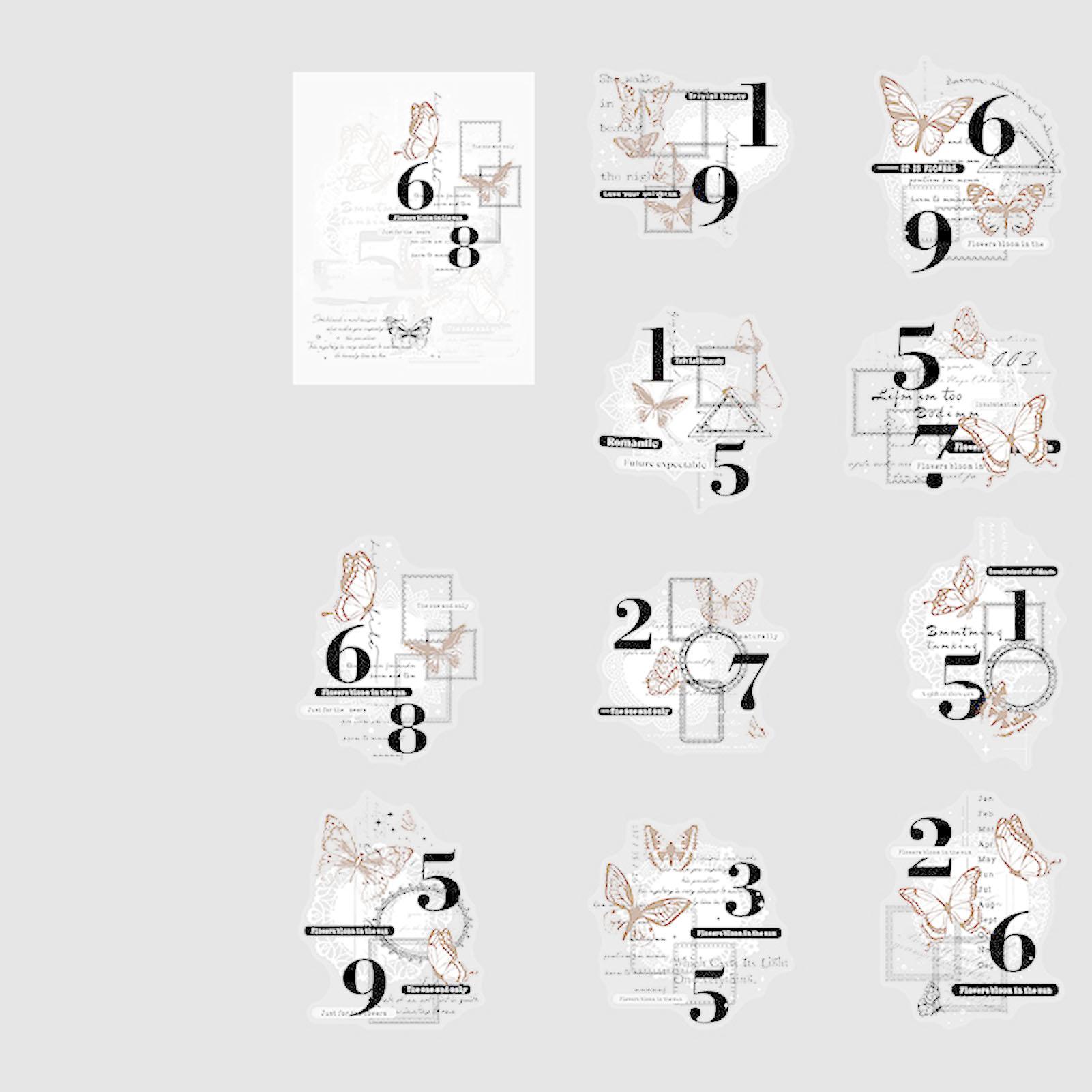 

10 Pieces Butterfly Retro Stickers PET Decals Decoration Materials for DIY Scrapbooking Photo Album