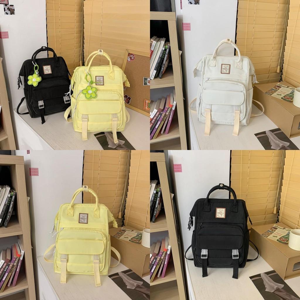Color Solid Simple Letter Pattern Student Backpack For School And Daily Use