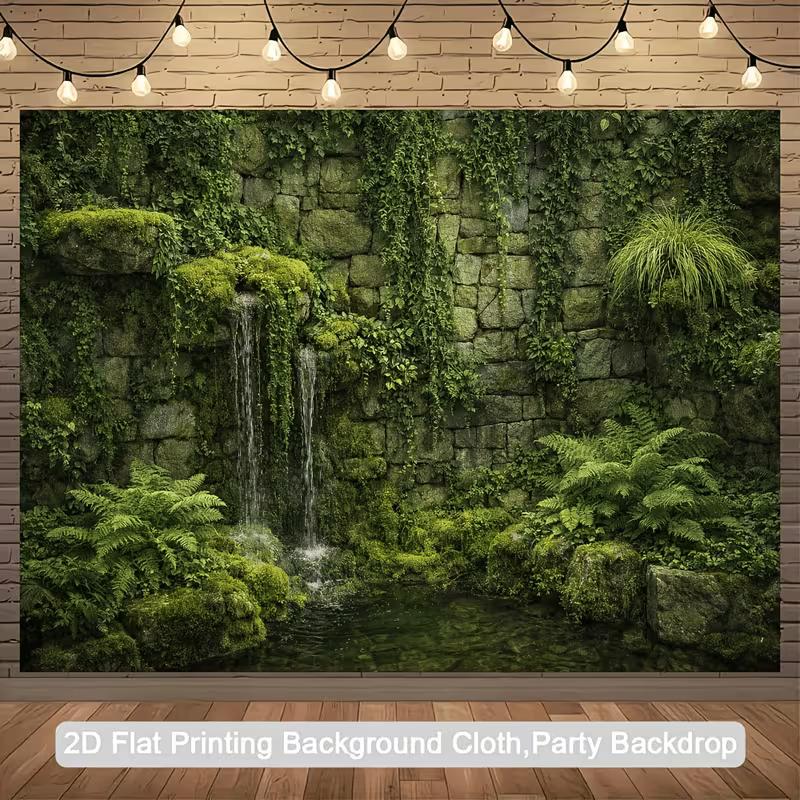 Secret Garden Banner with Ivy and Pond Photo Booth Background Cloth