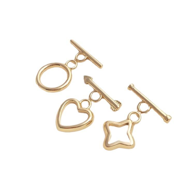 14K Gold-Filled Color-Preserving OT Clasp Connector: Heart, Star, Round Shape for DIY Jewelry