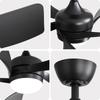 42-inch ceiling fan with lighting, DC motor, timer function (1/4/8 H), remote control included, 5 ABS blades-black