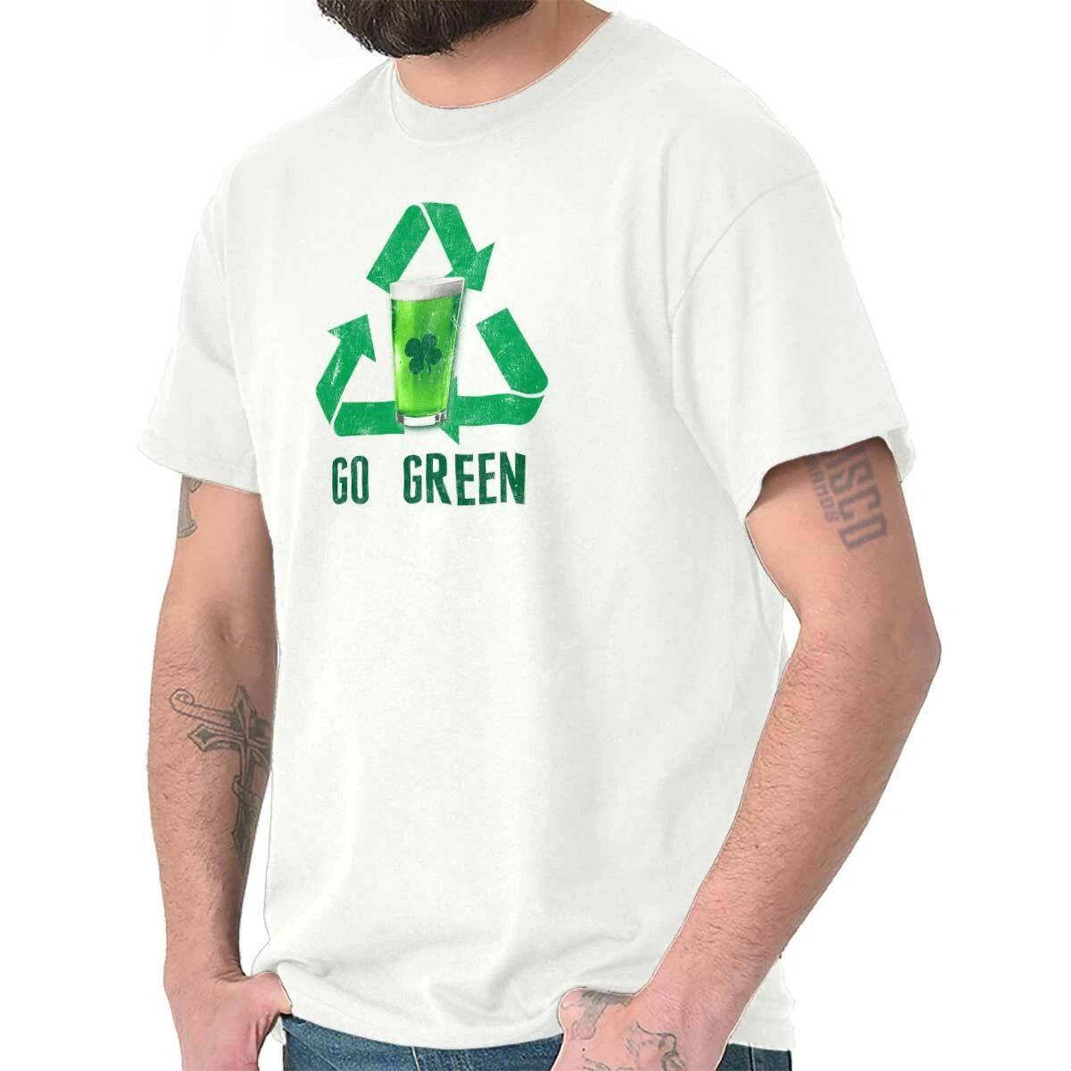 Go Green Recycle Save The Planet Funny Irish Womens or Mens Crewneck T Shirt Tee XL
