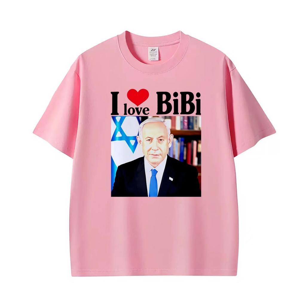 I Love Bibi Benjamin Netanyahu Vintage Graphic T Shirts Unisex Unisex Oversized Cozy 100 Cotton Tshirt Fashion Streetwear Tshirts