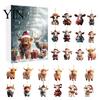 Decorative Acrylic Ornaments for Windows Doors Christmas Advent Calendar, 24 Day Countdown Box with Highland Cow Hanging Tree Pendants, Festive Decor,